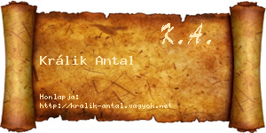 Králik Antal névjegykártya